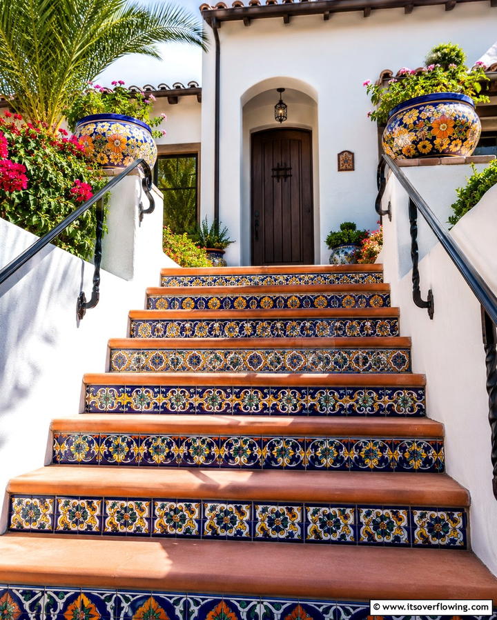 Spanish Tile Steps - 25 Beautiful Front Yard Spanish Style Landscaping Ideas
