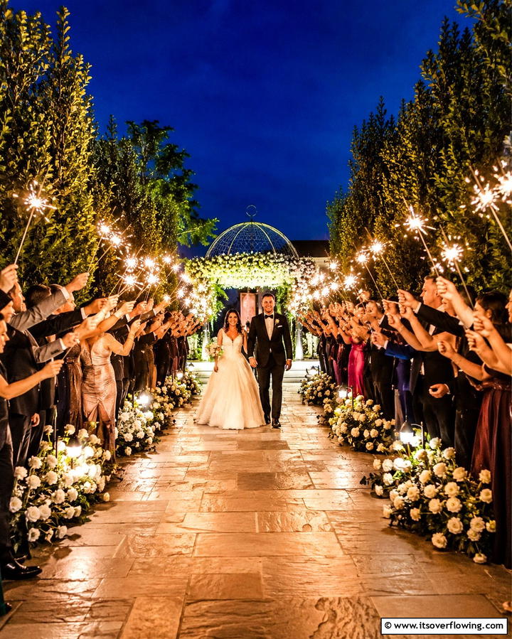 Sparkler Studded Walkway - 25 Wedding Entrance Ideas for a Grand Arrival