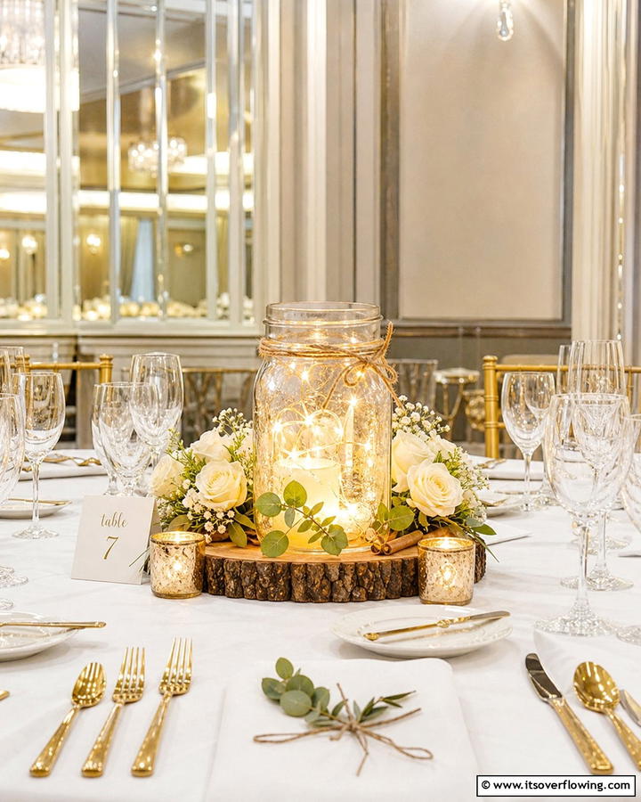 Sparkling Candle Magic - 30 Charming Mason Jar Centerpiece Ideas for Every Season