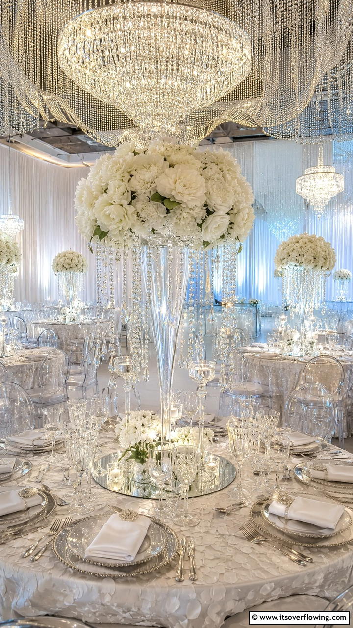 Sparkling Crystal Centerpieces - 21 Wedding Table Decoration Ideas for Memorable Celebrations