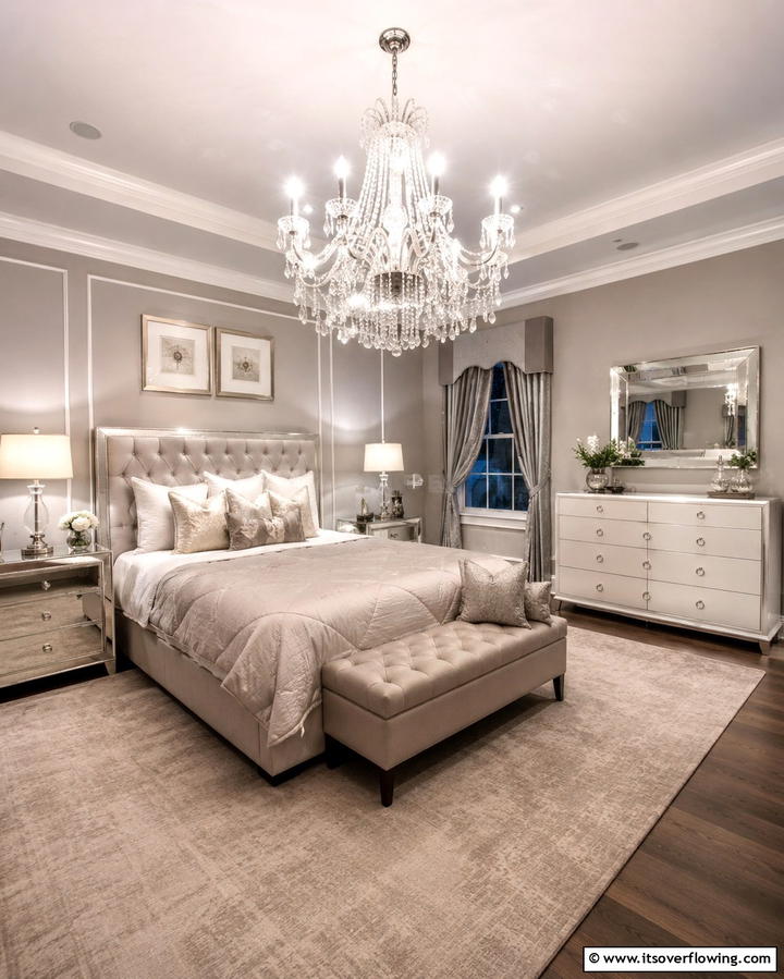 Sparkling Crystal Chandeliers - 30 Enchanting Fairy-Themed Bedroom Designs for Whimsical Spaces