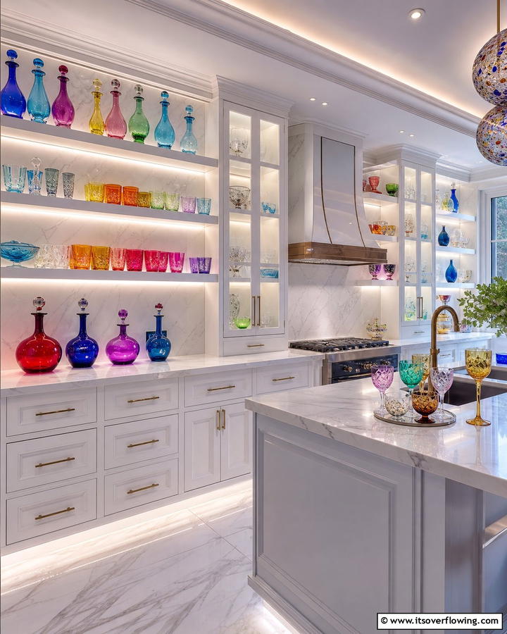 Sparkling Glassware Accents - 21 Colorful Kitchen Ideas to Energize Your Cooking Space