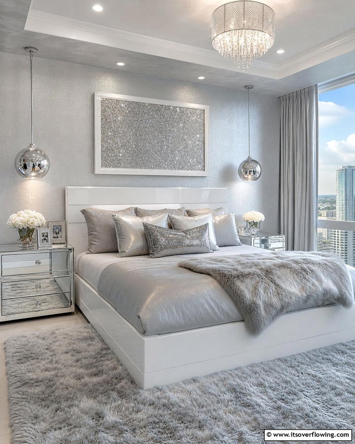 Sparkling Silver Tones - 21 Bedroom Paint Colors to Create Your Dream Sleep Sanctuary