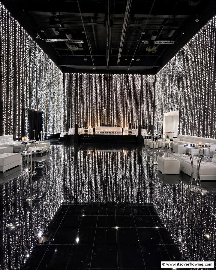 Sparkling String Lights - 30 Beautiful Wedding Backdrop Design Inspirations