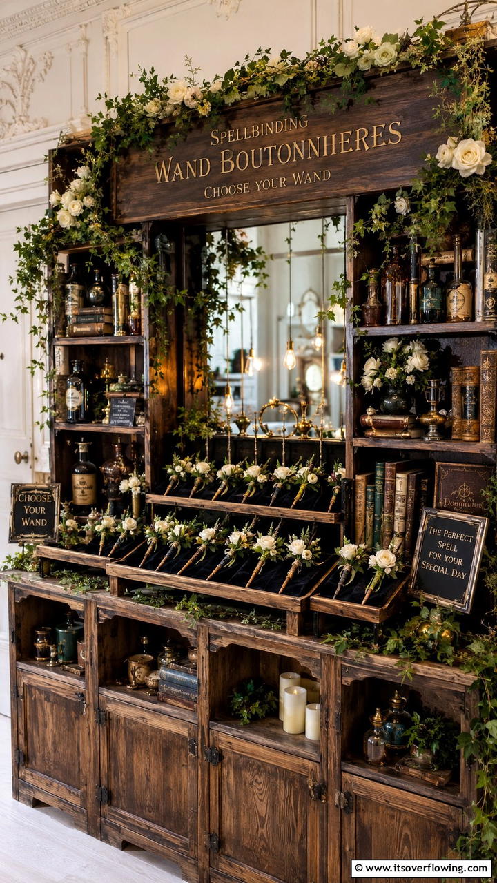 Spellbinding Wand Boutonnieres - 30 Harry Potter Wedding Ideas- Enchanting Themed Celebrations