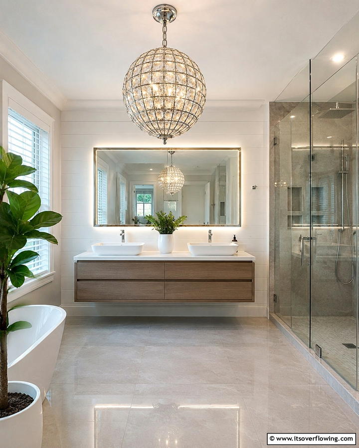 Sphere Shaped Chandeliers - 25 Bathroom Chandelier Ideas for a Luxurious Touch