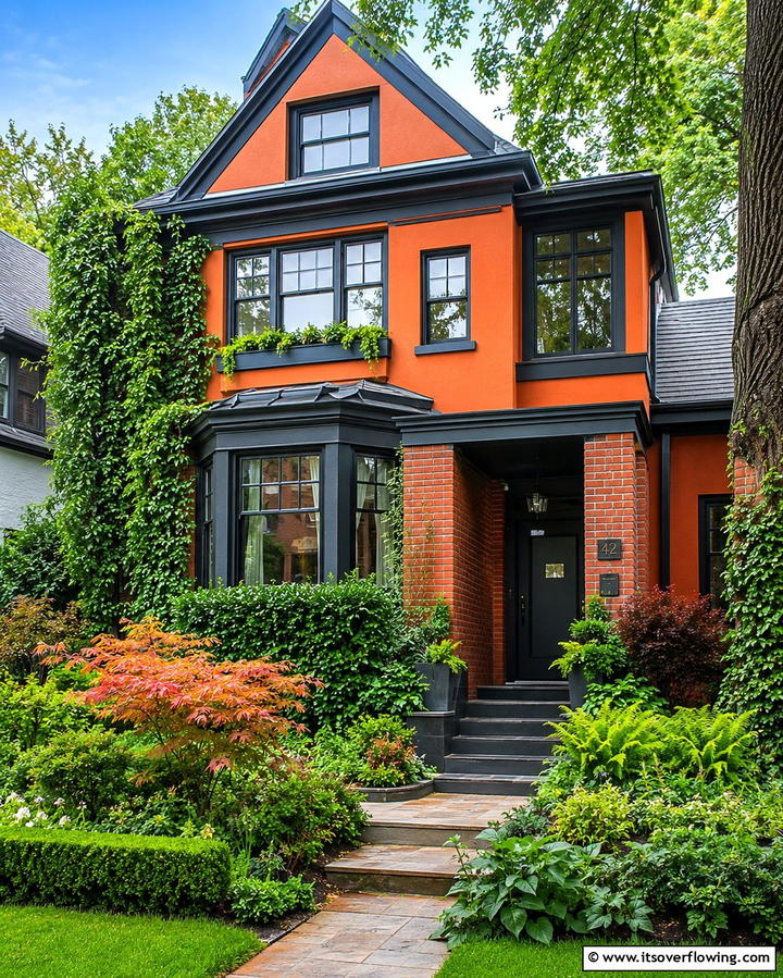 Spiced Orange for a Vibrant Twist - 25 Orange House Exterior Ideas for a Bold Look