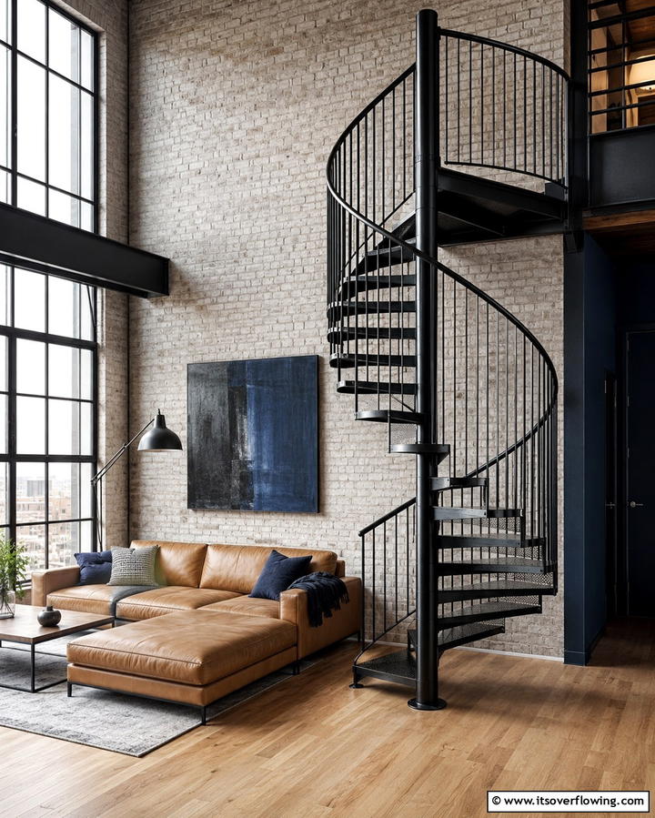 Spiral Metal Staircases - 30 Open Staircase Ideas to Elevate Your Home Organization