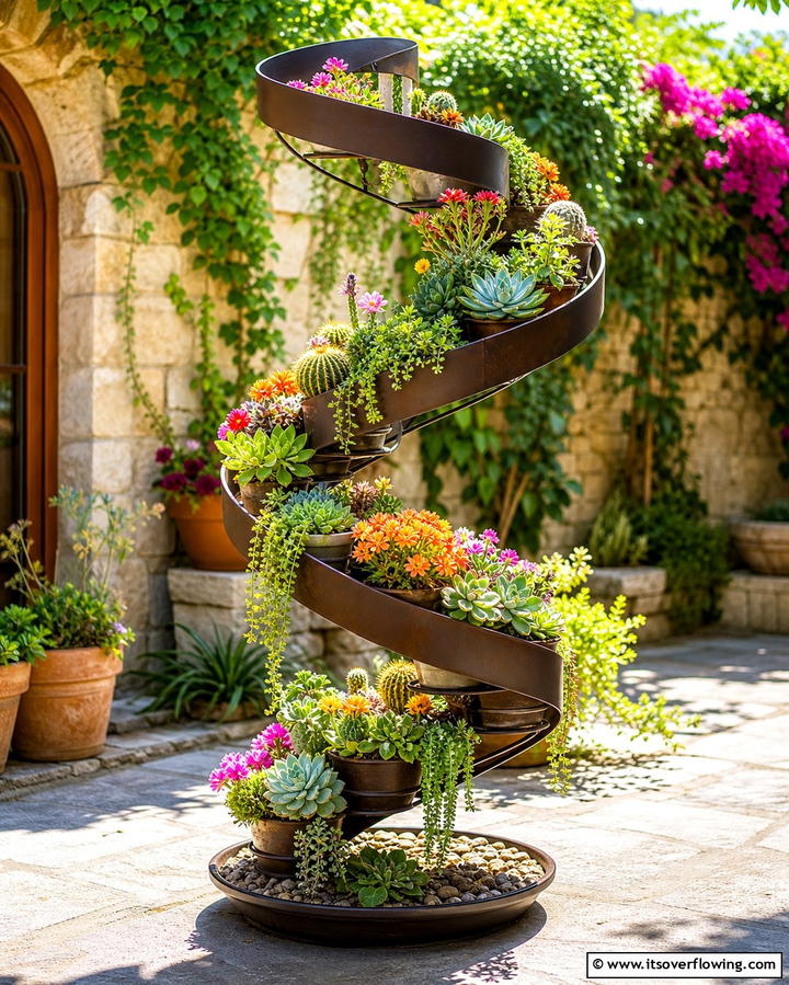Spiral Plant Stand - 25 Outdoor Plant Stand Ideas for Greenery Lovers