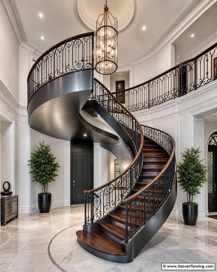 Spiral Sophistication Curved Architectural Wonder - 21 Creative Staircase Design Ideas for Modern Homes