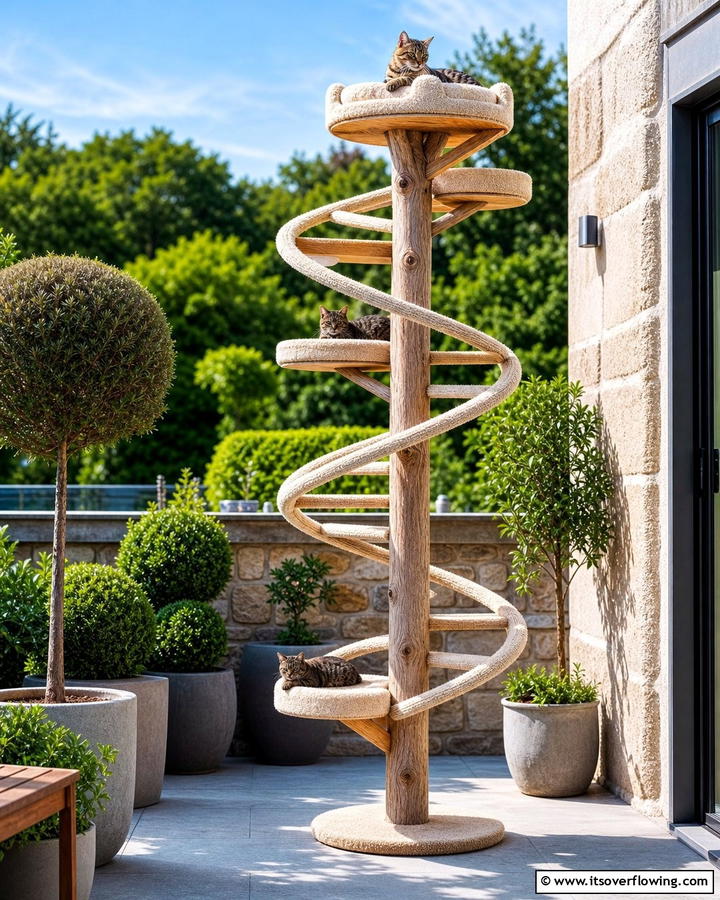 Spiral Staircase Cat Tree - 20 Outdoor Cat Tree Ideas for Your Feline Friends