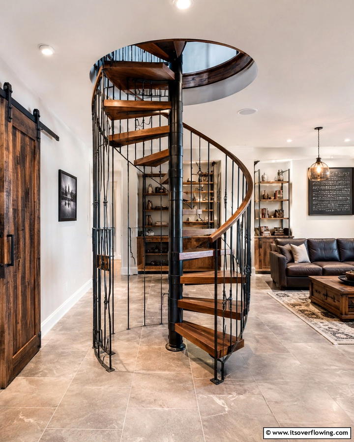 Spiral Staircase for Space Efficiency - 25 Basement Stair Ideas to Transform Your Space