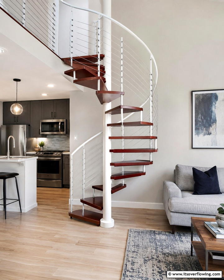 Spiral Staircases - 30 Open Staircase Ideas to Elevate Your Home Organization