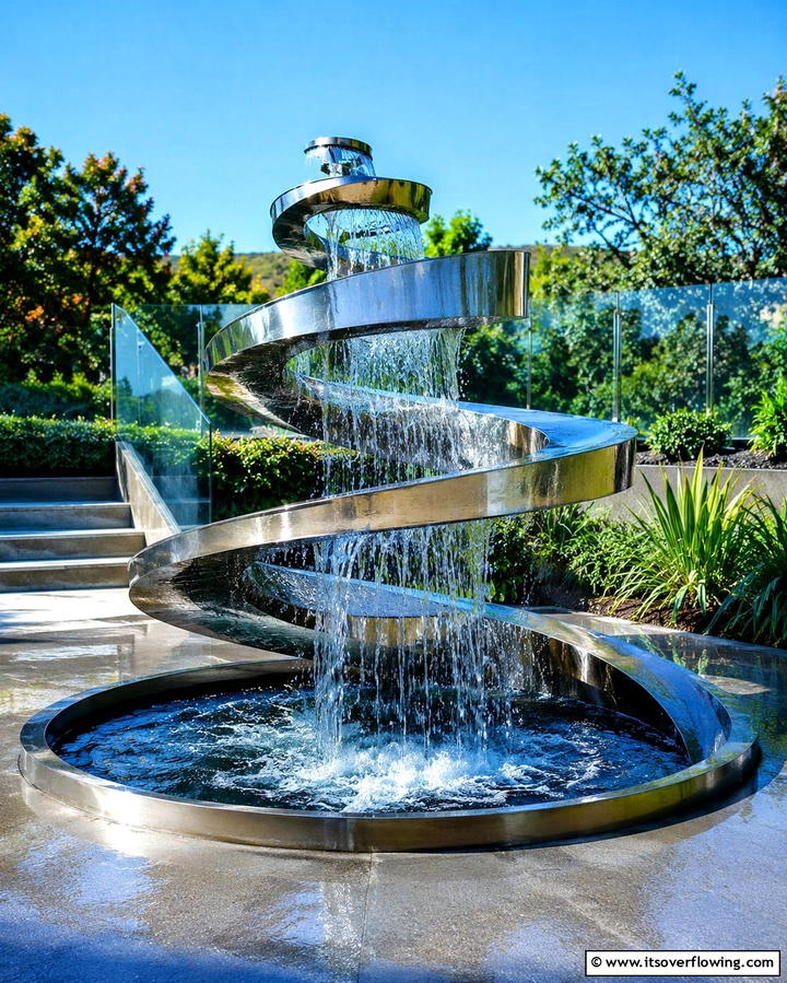 Spiral Waterfall - 25 Small Pool Waterfall Ideas for Your Backyard