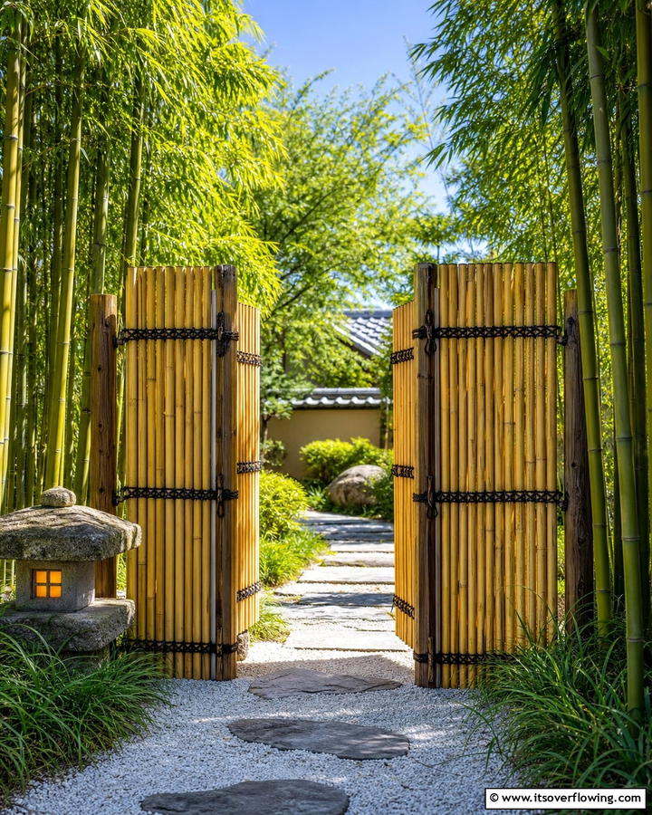Split Bamboo Gate - 20 Japanese Garden Gate Design Ideas for a Zen Space