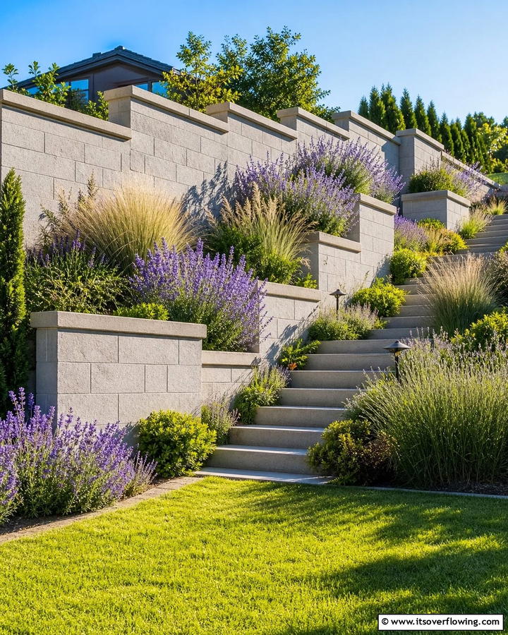 Split Level Concrete Block Fence - 20 Concrete Block Fence Ideas for a Sturdy and Stylish Barrier