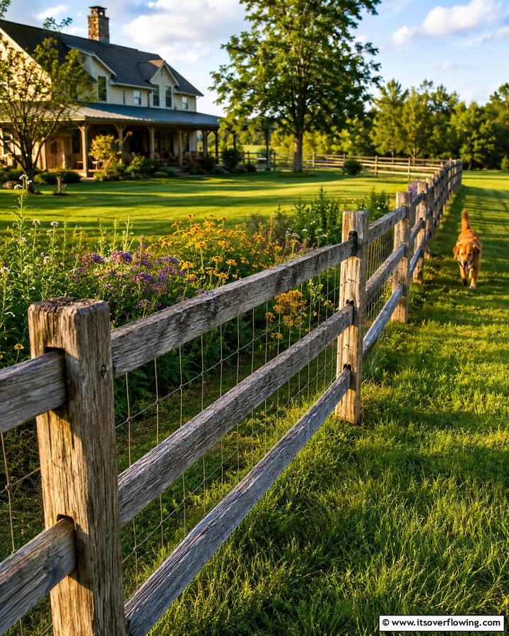 Split Rail Fence with Wire - 25 Dog Fence Ideas for a Safe and Stylish Yard