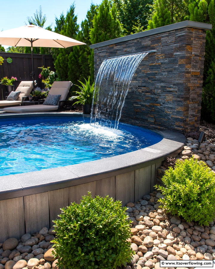Spool Pool with Waterfall - 25 Spool Pool Ideas for Compact Backyard Spaces