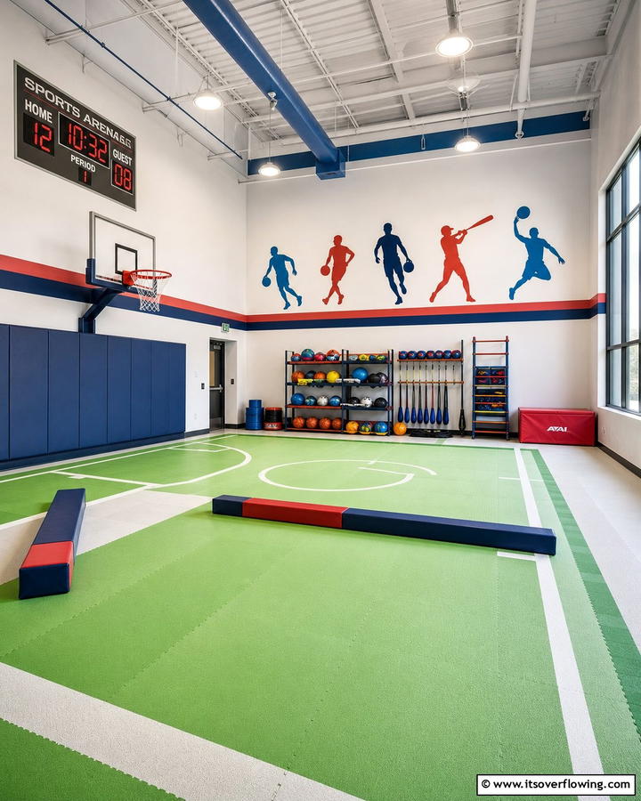 Sports Activity Arena - 21 Playroom Ideas for Creative & Organized Kids Spaces