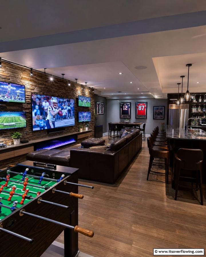 Sports Bar Game Room - 30 Fun Basement Game Room Ideas for Family Entertainment