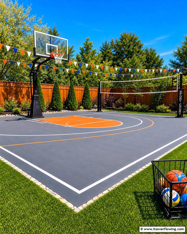 Sports Court Action - 25 Backyard Playground Ideas for Kids