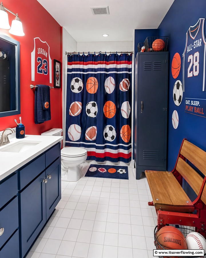 Sports Inspired BathroomExact - 25 Boy Bathroom Ideas for a Fun and Functional Space