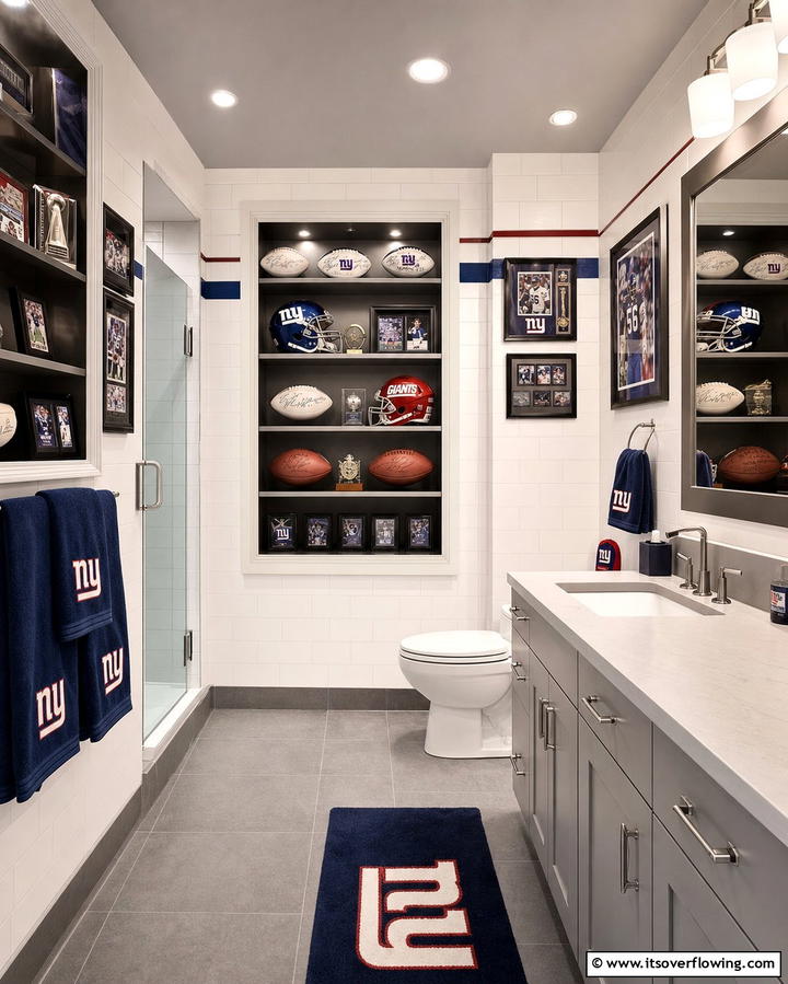 Sports Themed Decor - 25 Man Cave Bathroom Ideas for a Unique Space