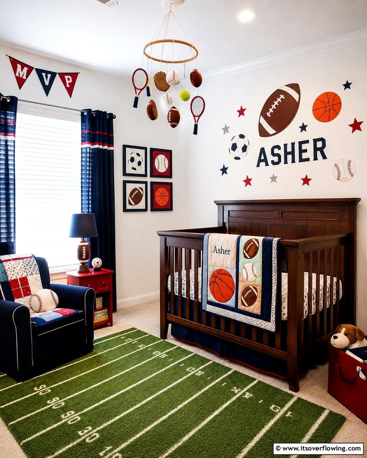 Sports Themed Mobile - 20 Sports Nursery Ideas for the Ultimate Fan Baby Room