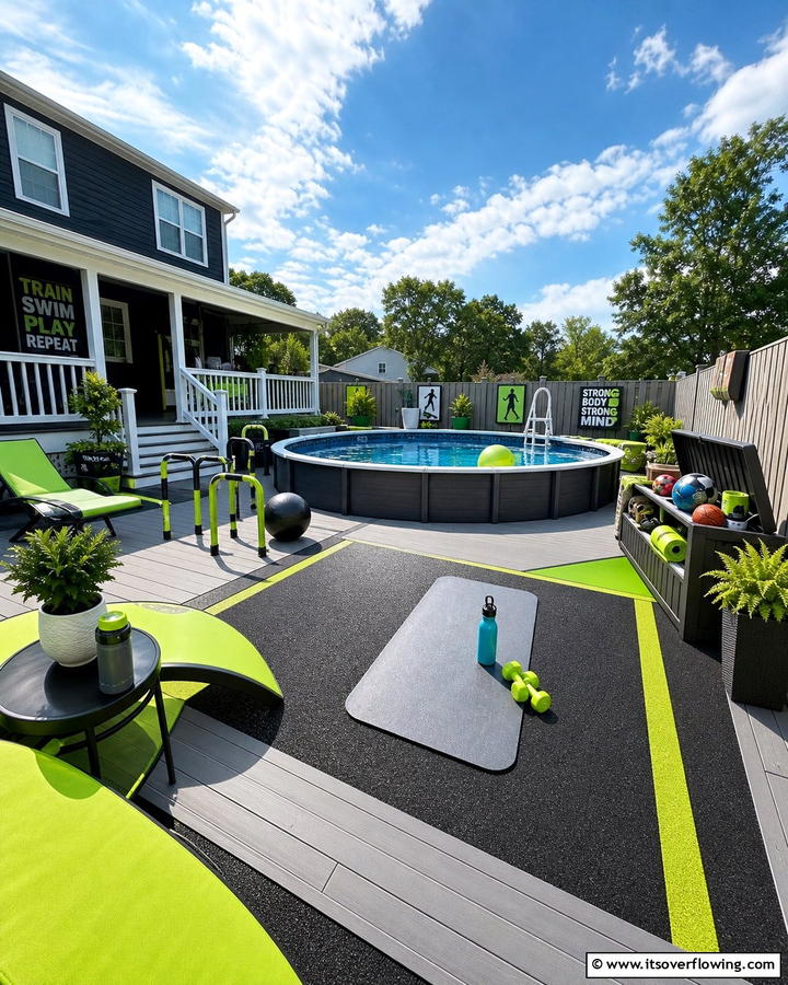 Sporty Active Deck Design - 21 Above-Ground Pool Deck Ideas for Backyard Fun