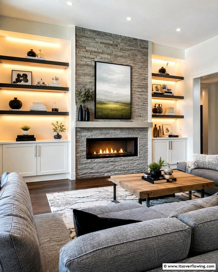 Spotlighting for a Dramatic EffectExact - 25 Fireplace Lighting Ideas to Create a Warm and Inviting Ambiance