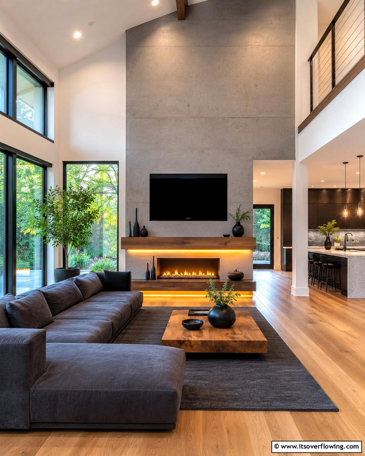 Spotlighting for a Dramatic EffectOne - 25 Fireplace Lighting Ideas to Create a Warm and Inviting Ambiance