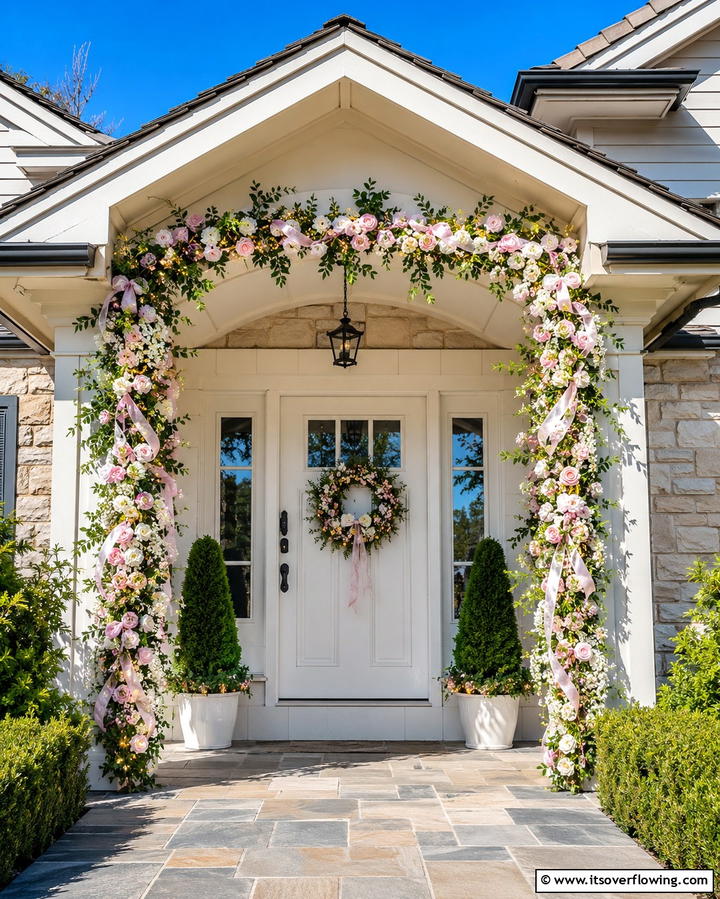 Spring Garland with Greenery and Flowers - 20 Spring Front Door Decor Ideas to Welcome the Season