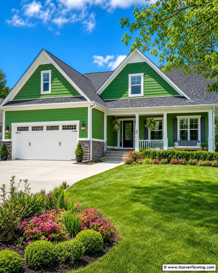 Spring Green Delight - 20 Light Green House Exterior Ideas for a Fresh Facade