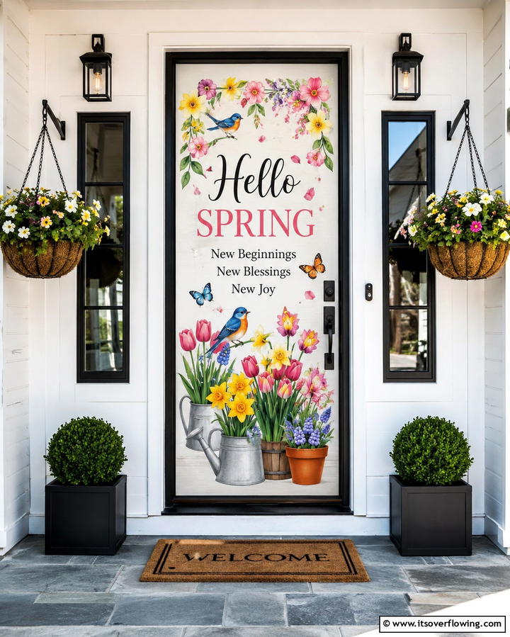 Spring Themed Door Decal - 20 Spring Front Door Decor Ideas to Welcome the Season