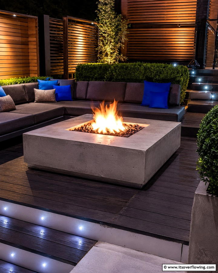 Square Concrete Fire Pit - 25 Wood Burning Fire Pit Ideas for Cozy Nights