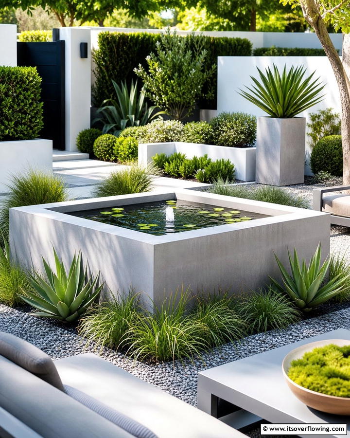 Square Concrete Raised Pond - 20 Raised Garden Pond Ideas for a Tranquil Backyard