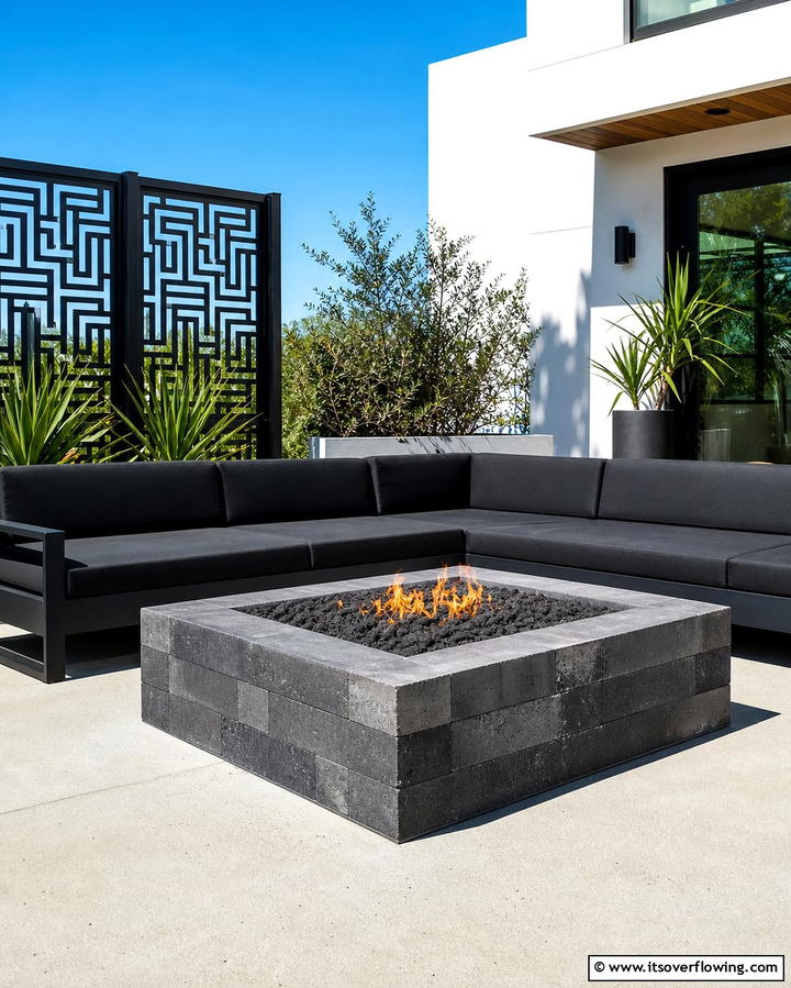 Square Rock Fire Pit for a Modern Touch - 25 Rock Fire Pit Ideas for Outdoor Gatherings