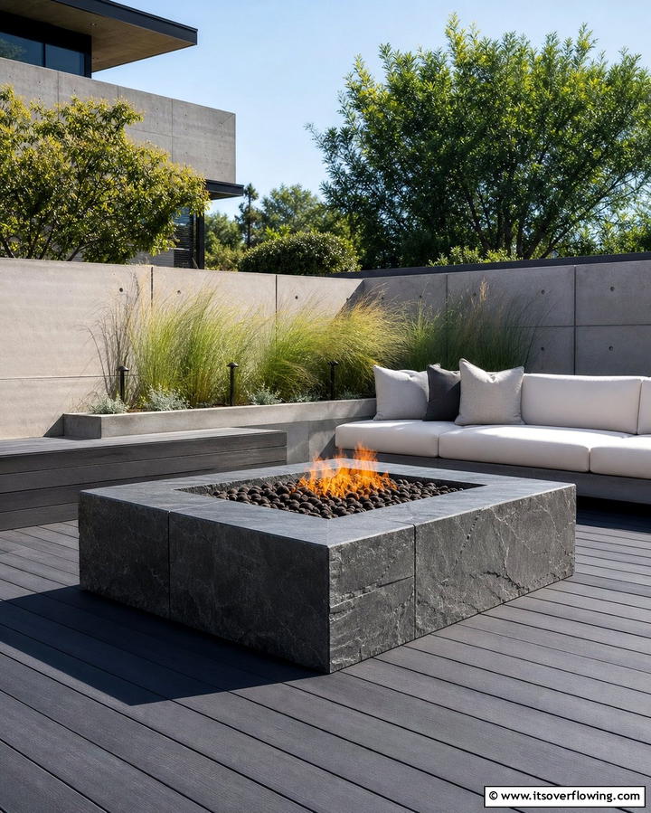 Square Rock Fire Pit with Modern Edges - 25 Rock Fire Pit Ideas for Outdoor Gatherings