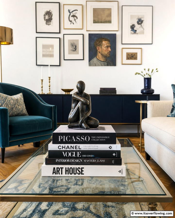 Stack of Artful Books - 20 Coffee Table Centerpiece Ideas for Stylish Living Rooms