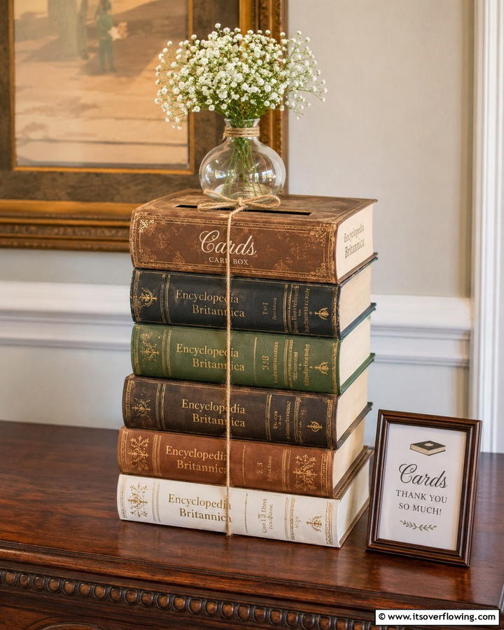 Stack of Books Card Box - 30 Creative Wedding Card Box Designs for Guests