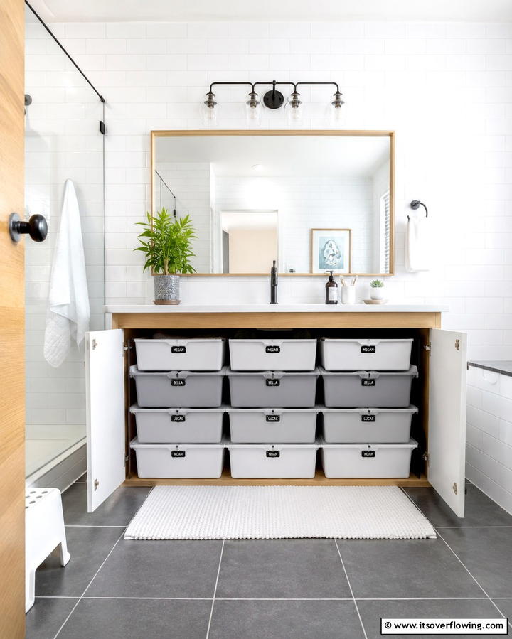 Stackable Bins for Categorized Storage - 30 Bathroom Cabinet Organizing Ideas for Clutter-Free Spaces