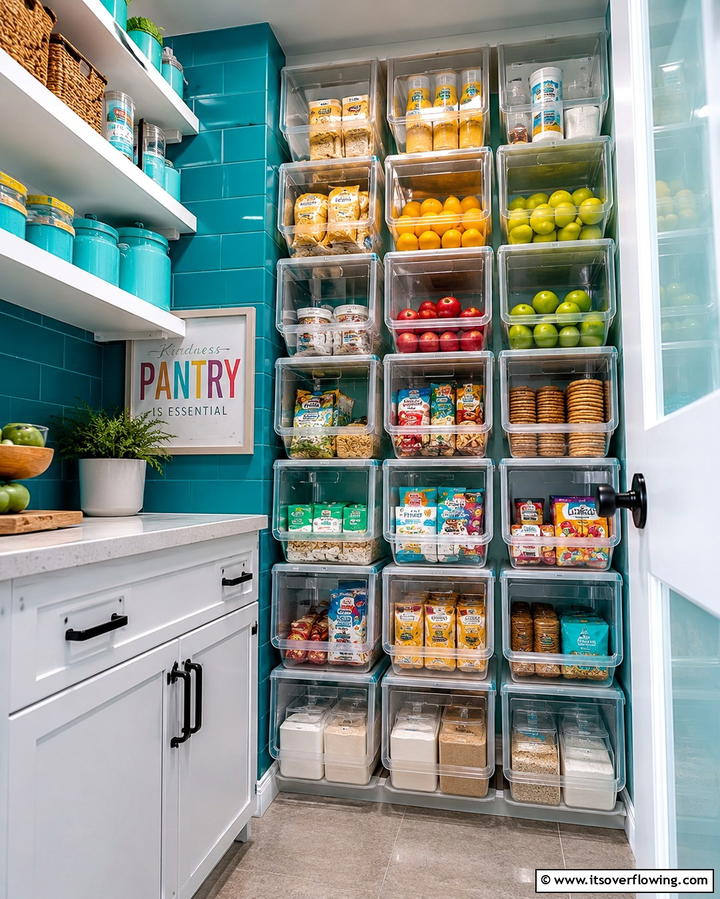 Stackable Bins to Maximize Vertical Space - 25 Small Pantry Ideas to Maximize Your Storage Space