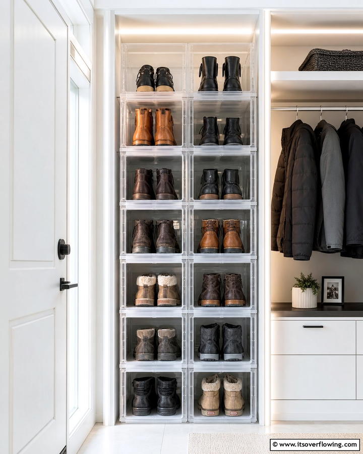 Stackable Boot Storage Bins - 25 Creative Boot Storage Ideas for Organized Homes