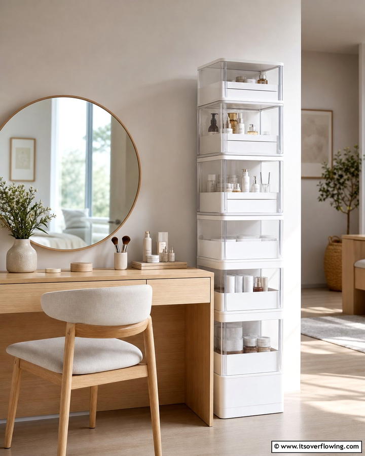 Stackable Boxes for Versatility - 25 Vanity Organization Ideas for a Clutter-Free Space