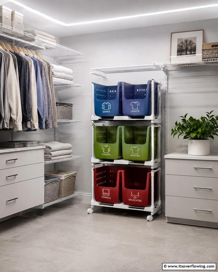 Stackable Laundry Basket Systems - 25 Laundry Basket Storage Ideas for a Tidy Home