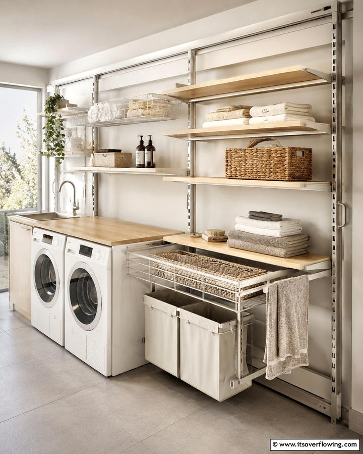 Stackable Plastic Laundry Shelves - 30 Laundry Room Shelf Ideas- Maximize Storage & Efficiency