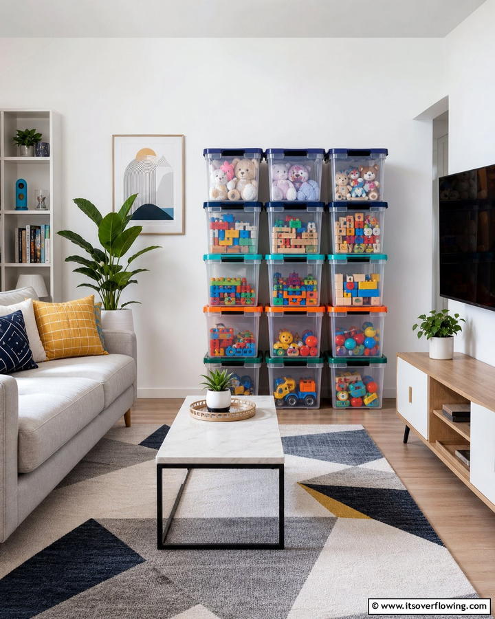 Stackable Storage Bins - 21 Living Room Toy Storage Ideas for Organized Spaces