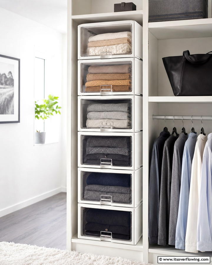 Stackable Storage Boxes - 20 Sweater Storage Ideas to Organize Your Wardrobe