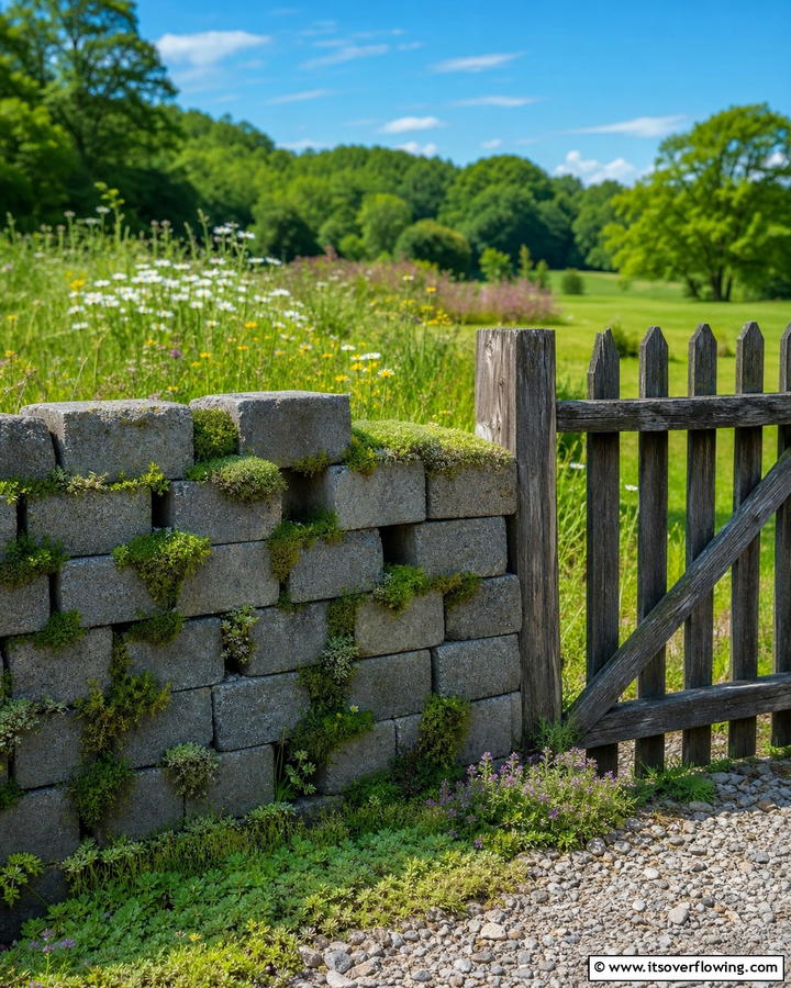 Stacked Concrete Block Fence - 20 Concrete Block Fence Ideas for a Sturdy and Stylish Barrier