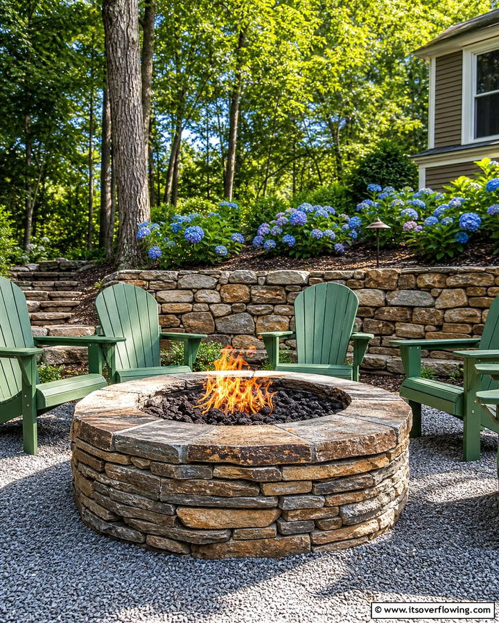 Stacked Flagstone Fire Pit - 25 Rock Fire Pit Ideas for Outdoor Gatherings